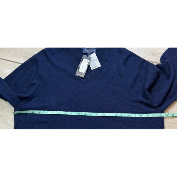 DANIEL CREMIEUX XL NAVY BLUE V-Neck LUXURY CASHMERE Sweater NEW $200 - Picture 4 of 8